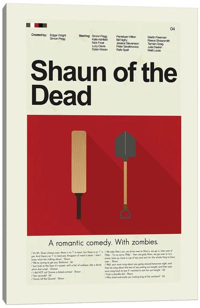 Shaun of the Dead Canvas Art Print - Prints And Giggles by Erin Hagerman