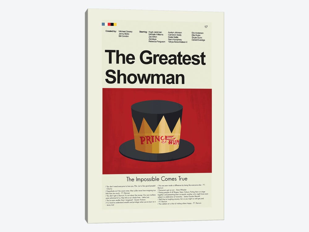 The Greatest Showman by Prints and Giggles by Erin Hagerman 1-piece Canvas Print