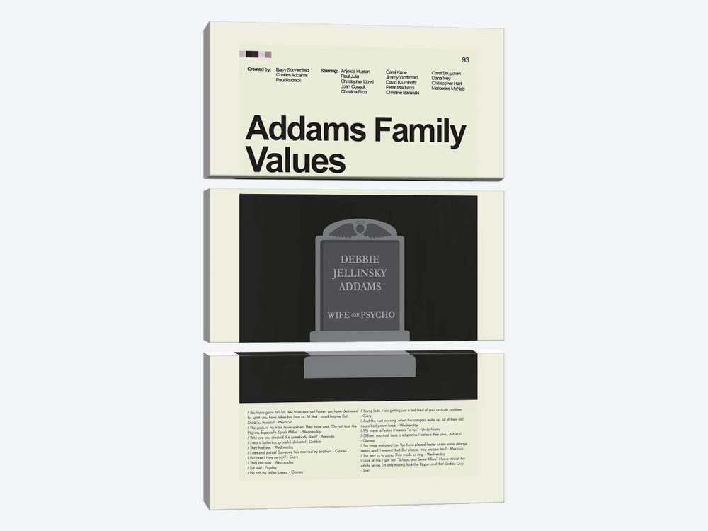 Addams Family Values by Prints and Giggles by Erin Hagerman 3-piece Canvas Art