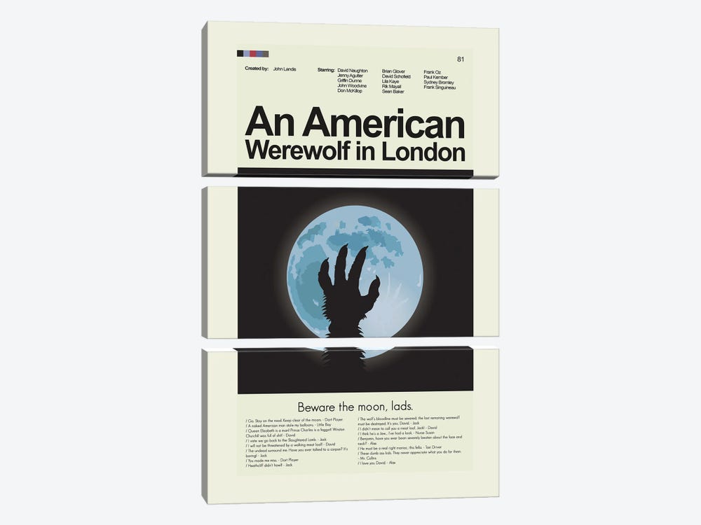 An American Werewolf in London by Prints and Giggles by Erin Hagerman 3-piece Canvas Wall Art