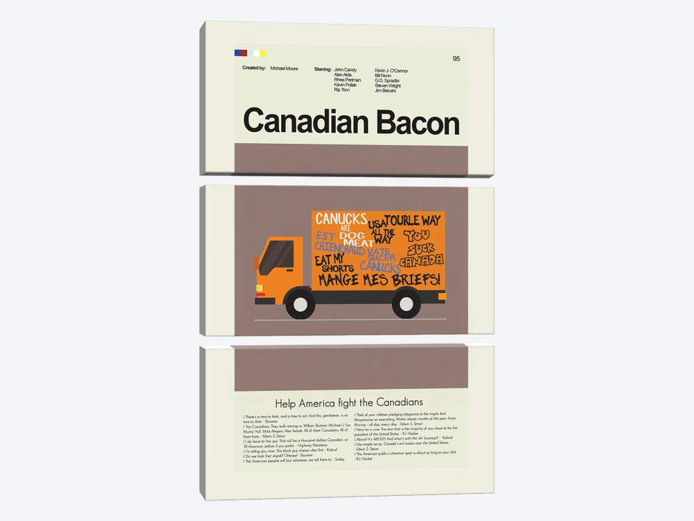 Canadian Bacon by Prints and Giggles by Erin Hagerman 3-piece Canvas Art Print
