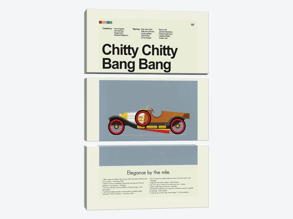 Chitty Chitty Bang Bang by Prints and Giggles by Erin Hagerman 3-piece Art Print