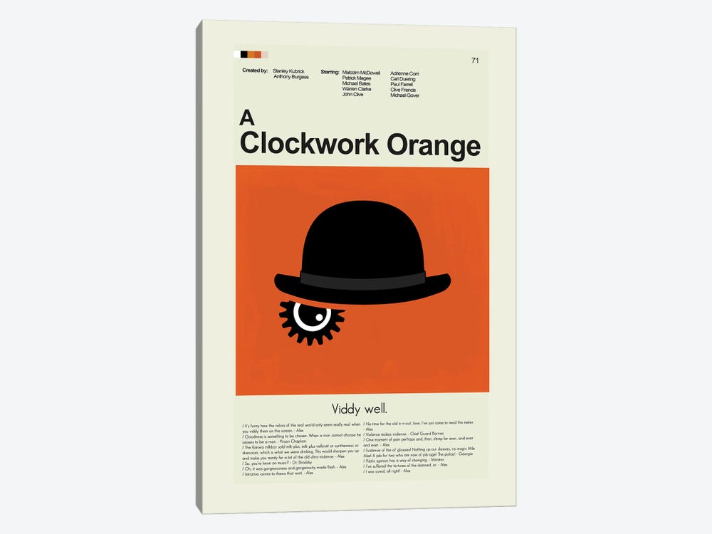 A Clockwork Orange by Prints and Giggles by Erin Hagerman 1-piece Canvas Artwork