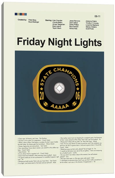Friday Night Lights Canvas Art Print - Minimalist Movie Posters