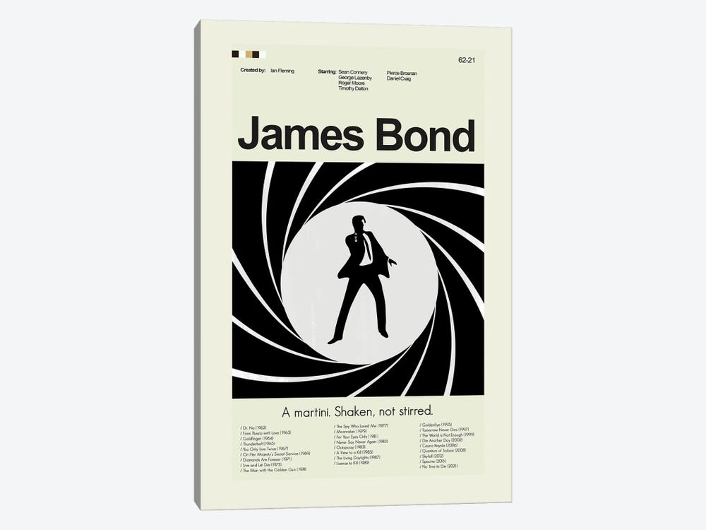 James Bond by Prints and Giggles by Erin Hagerman 1-piece Canvas Art Print