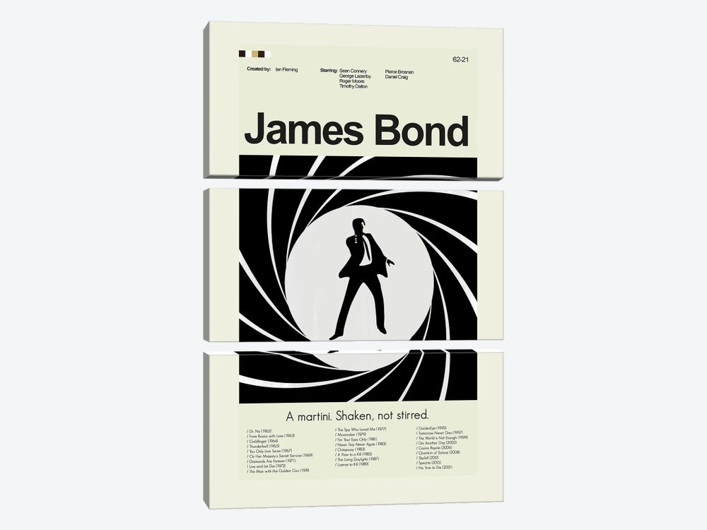 James Bond by Prints and Giggles by Erin Hagerman 3-piece Art Print