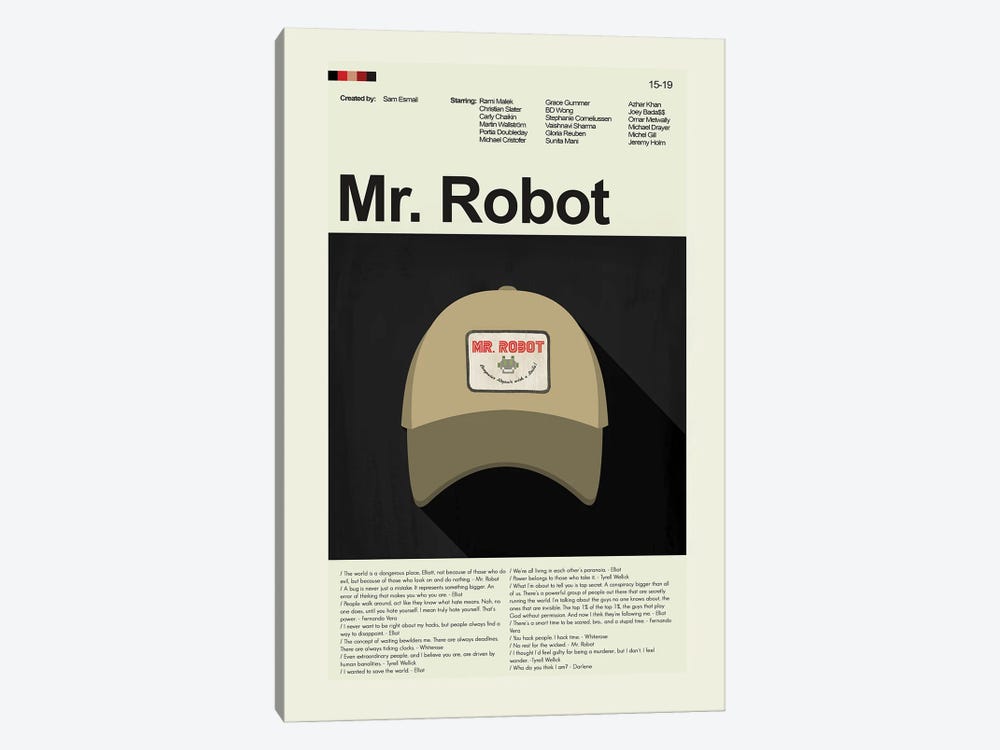 Mr. Robot by Prints and Giggles by Erin Hagerman 1-piece Canvas Art