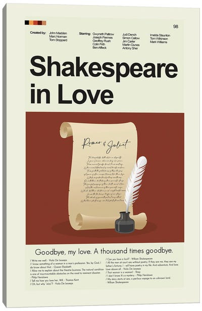 Shakespeare In Love Canvas Art Print - Literature Art