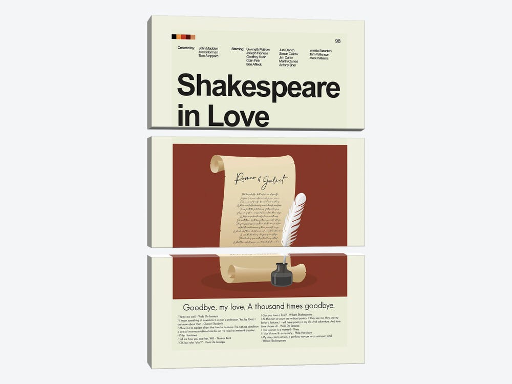 Shakespeare In Love by Prints and Giggles by Erin Hagerman 3-piece Art Print