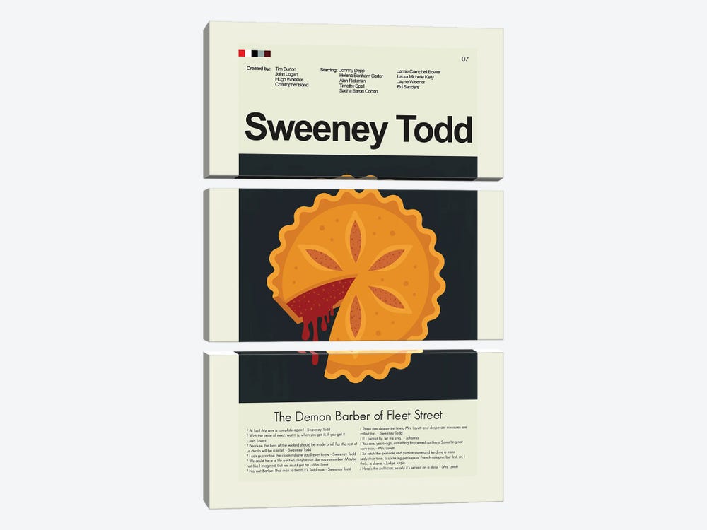 Sweeney Todd by Prints and Giggles by Erin Hagerman 3-piece Canvas Art Print