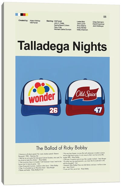 Talladega Nights: The Ballad of Ricky Bobby Canvas Art Print - Minimalist Movie Posters