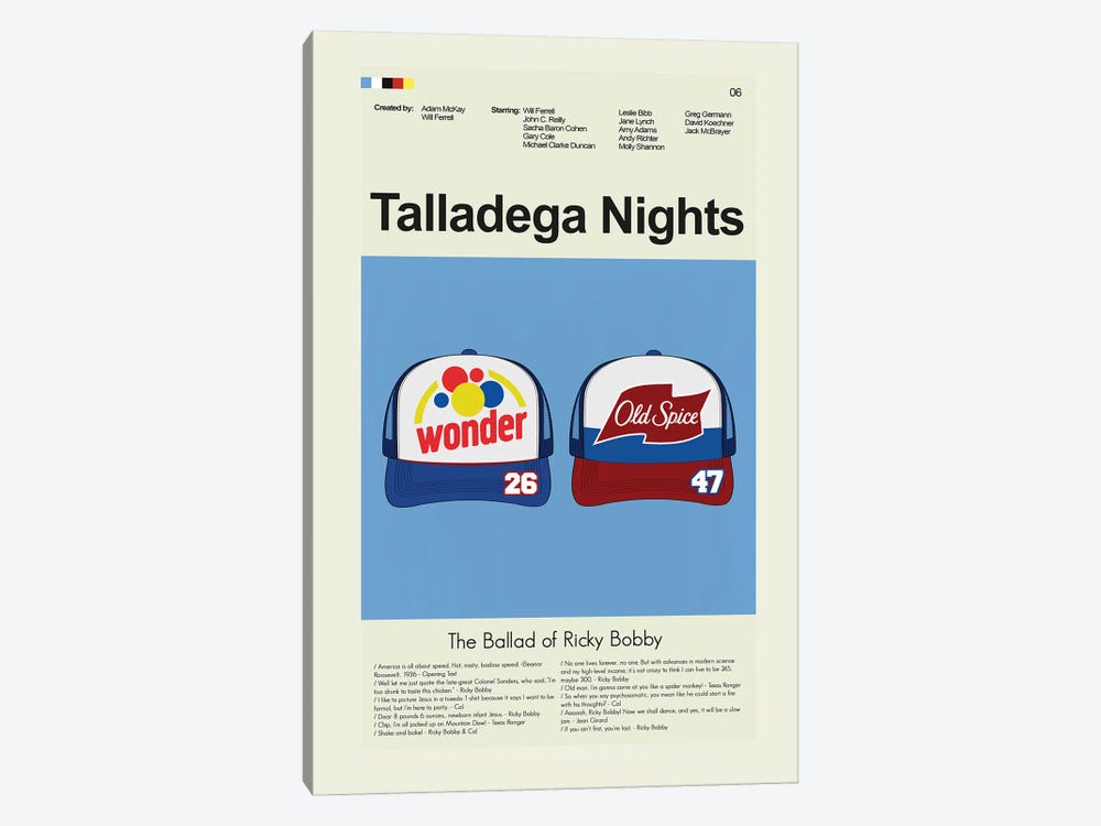 Talladega Nights: The Ballad of Ricky Bobby by Prints and Giggles by Erin Hagerman 1-piece Canvas Wall Art