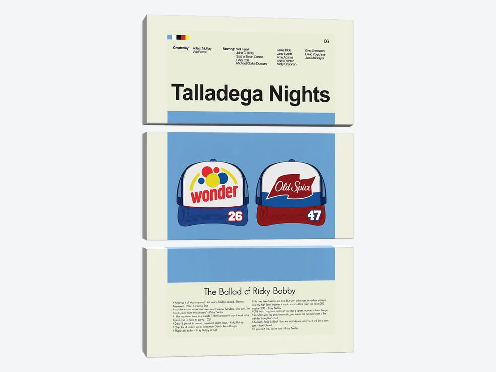 Talladega Nights: The Ballad of Ricky Bobby by Prints and Giggles by Erin Hagerman 3-piece Canvas Wall Art