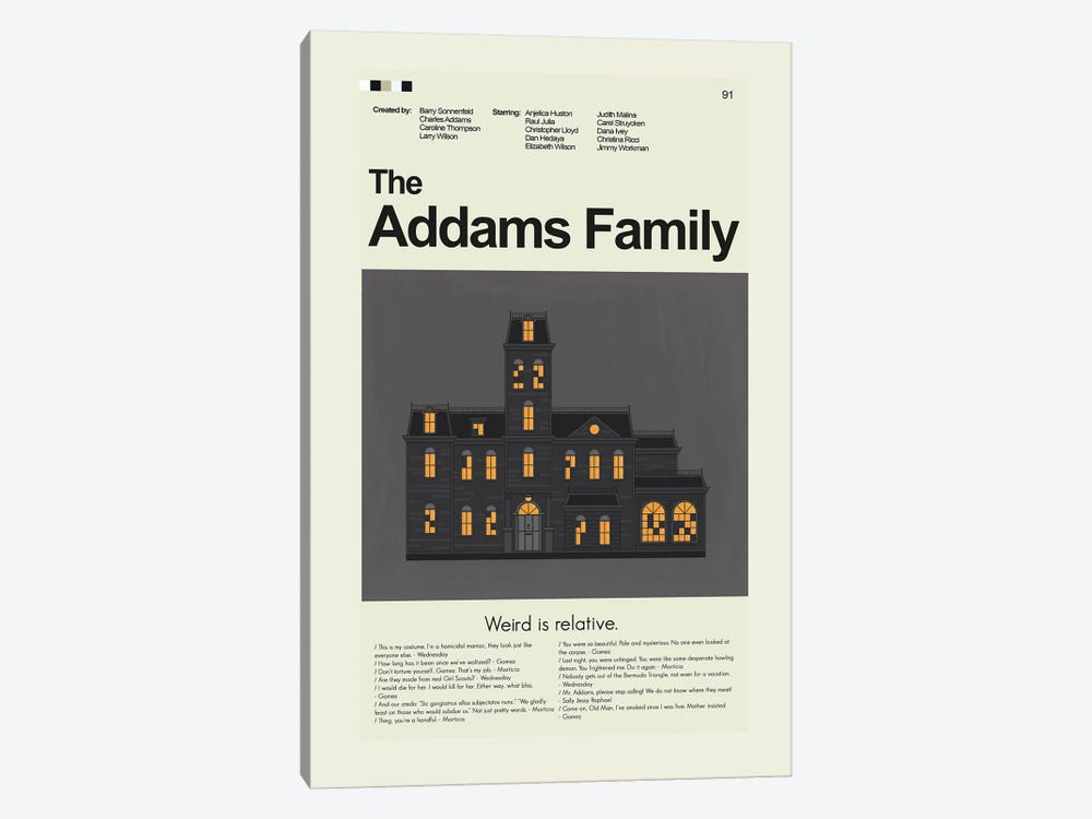 The Addams Family by Prints and Giggles by Erin Hagerman 1-piece Canvas Art Print