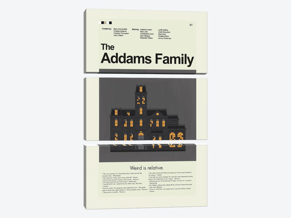 The Addams Family by Prints and Giggles by Erin Hagerman 3-piece Canvas Print