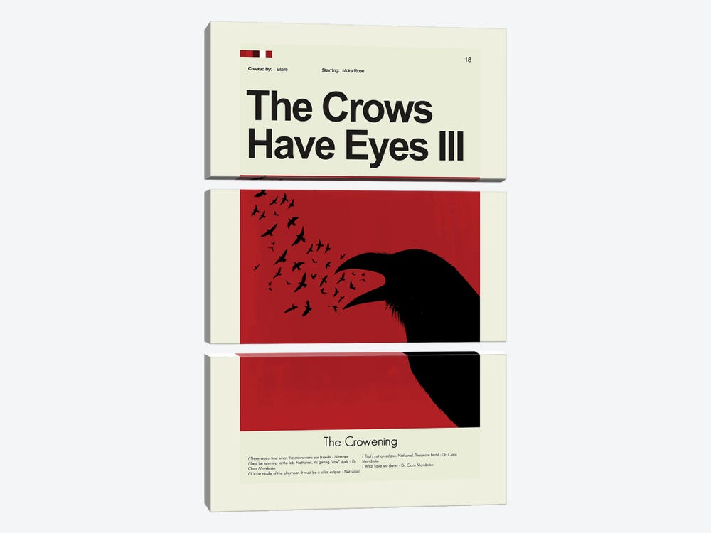 The Crows Have Eyes III by Prints and Giggles by Erin Hagerman 3-piece Canvas Wall Art
