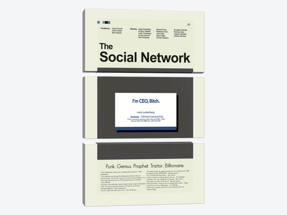 The Social Network 3-piece Canvas Art Print
