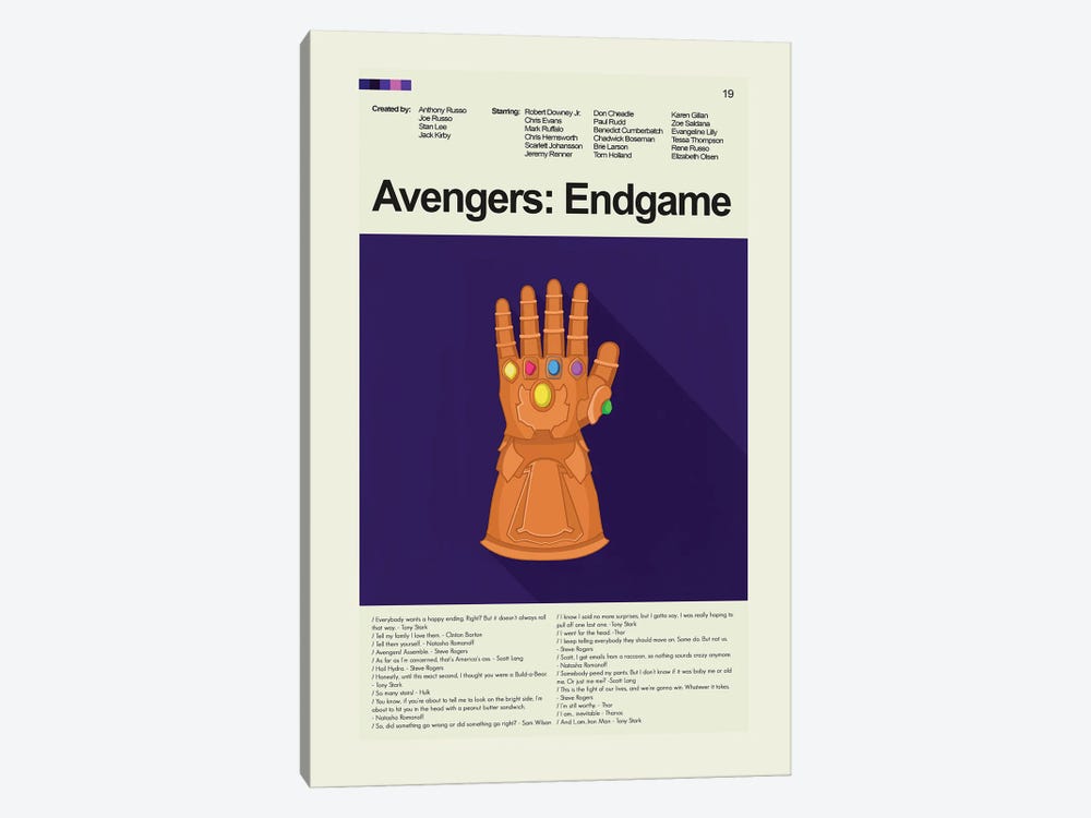 Avengers: Endgame by Prints and Giggles by Erin Hagerman 1-piece Canvas Print