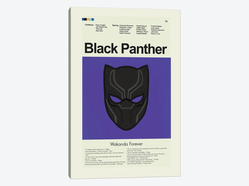 Black Panther by Prints and Giggles by Erin Hagerman 1-piece Canvas Wall Art