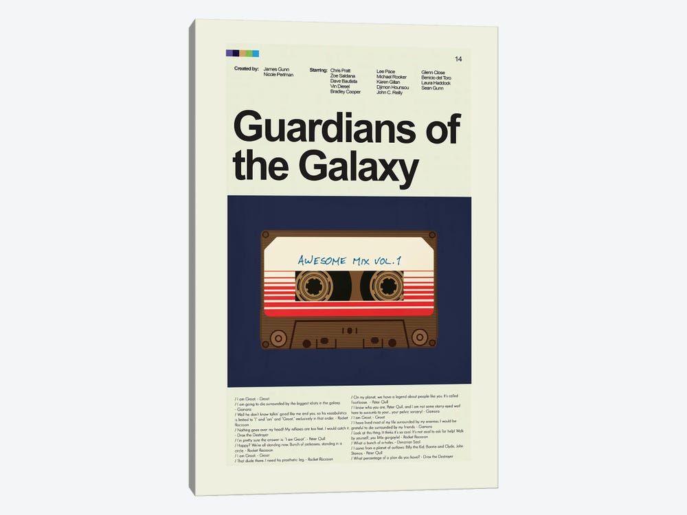 Guardians Of The Galaxy by Prints and Giggles by Erin Hagerman 1-piece Canvas Art Print