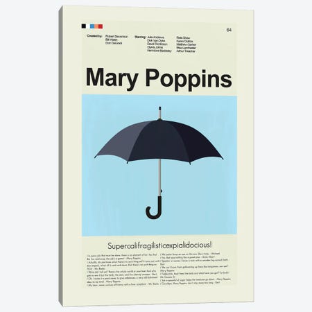 Mary Poppins Canvas Print #PAG379} by Prints and Giggles by Erin Hagerman Art Print