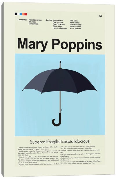 Mary Poppins Canvas Art Print - Musical Movie Art