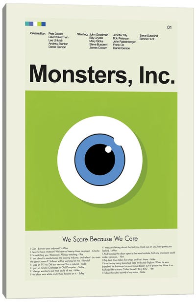 Monsters, Inc. Canvas Art Print - Animated Movie Art