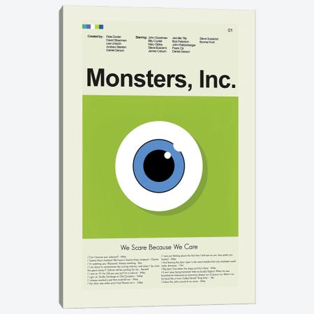 Monsters, Inc. Canvas Print #PAG381} by Prints and Giggles by Erin Hagerman Canvas Artwork