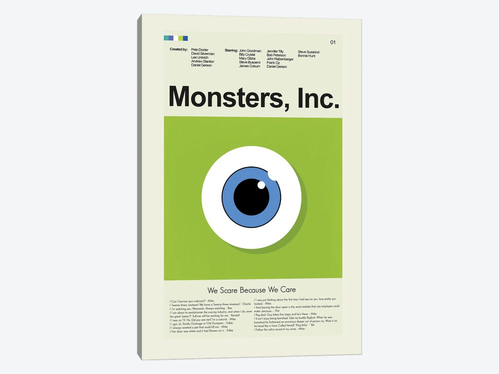 Monsters, Inc. by Prints and Giggles by Erin Hagerman 1-piece Canvas Print