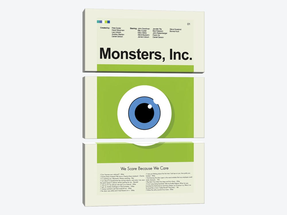 Monsters, Inc. by Prints and Giggles by Erin Hagerman 3-piece Art Print