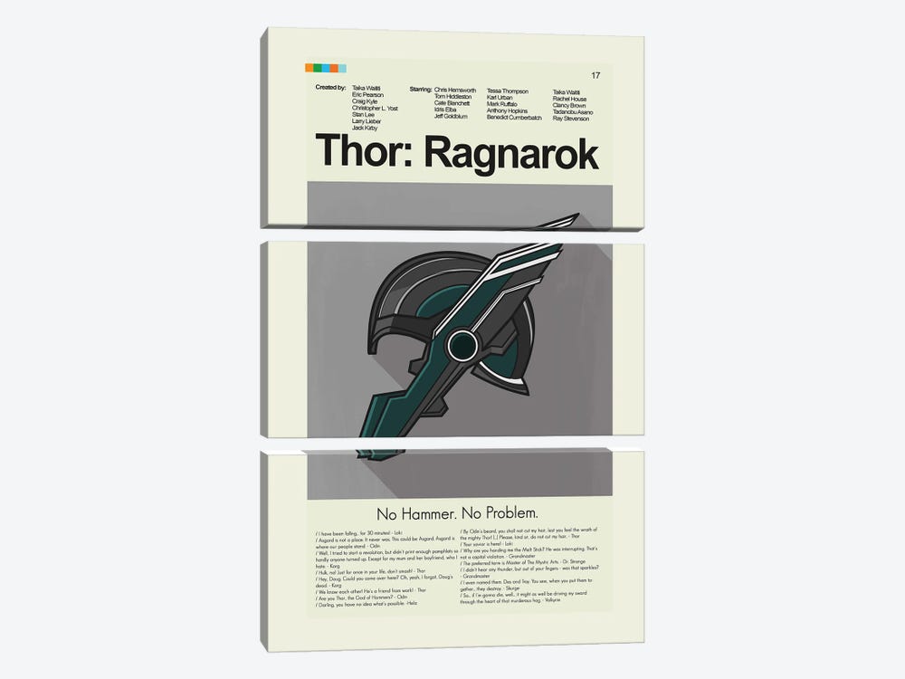 Thor: Ragnarok by Prints and Giggles by Erin Hagerman 3-piece Canvas Print