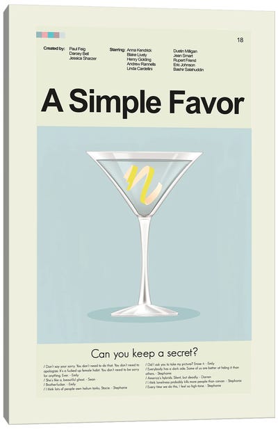 A Simple Favor Canvas Art Print - Prints And Giggles by Erin Hagerman
