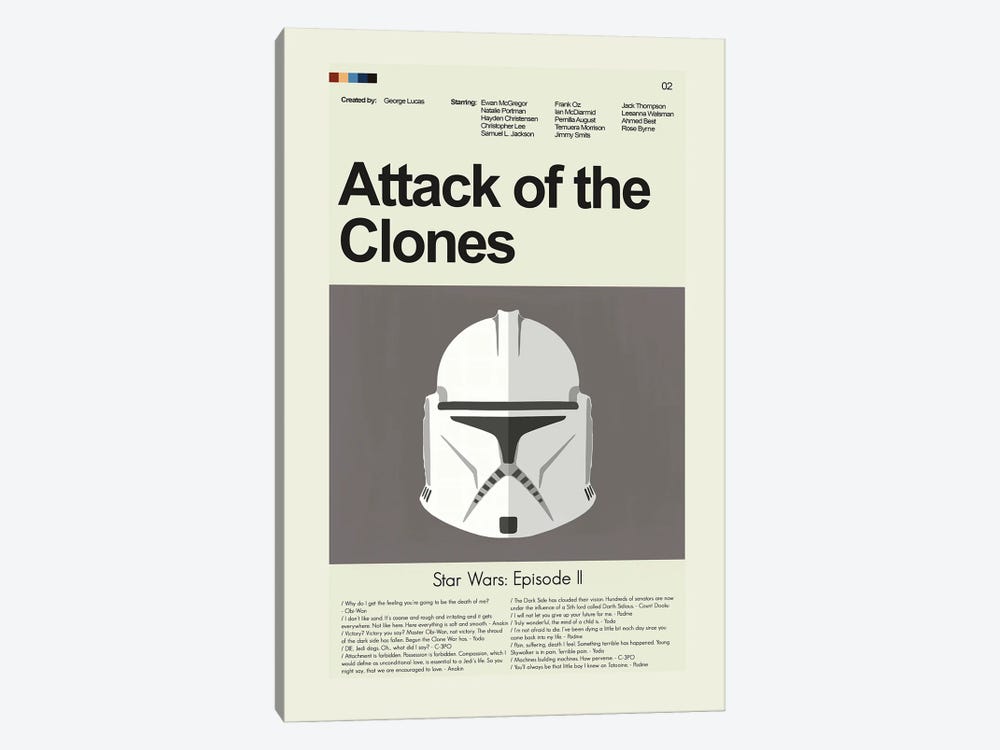 Attack of the Clones - Star Wars by Prints and Giggles by Erin Hagerman 1-piece Canvas Wall Art