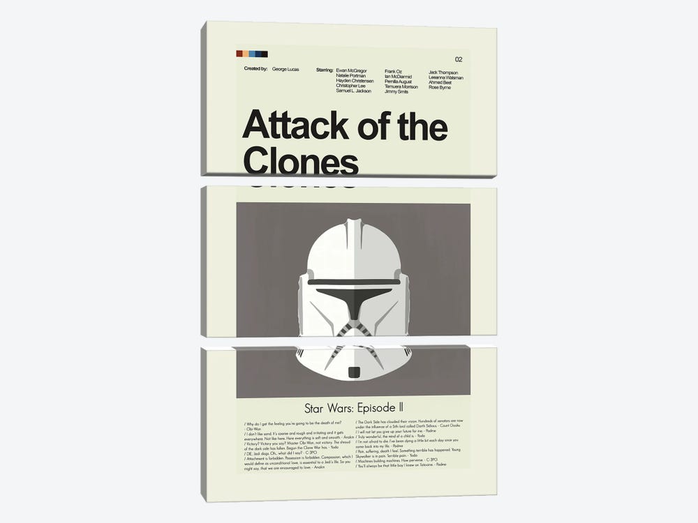 Attack of the Clones - Star Wars by Prints and Giggles by Erin Hagerman 3-piece Canvas Art