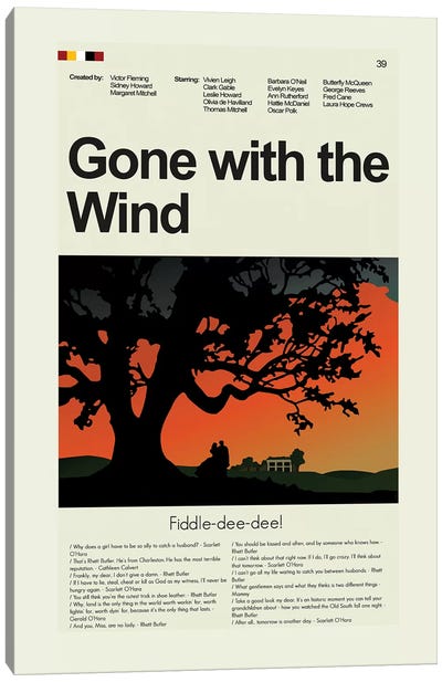 Gone With The Wind Canvas Art Print - Romance Movie Art