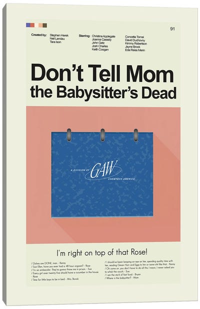 Don't Tell Mom the Babysitter's Dead Canvas Art Print - Prints And Giggles by Erin Hagerman