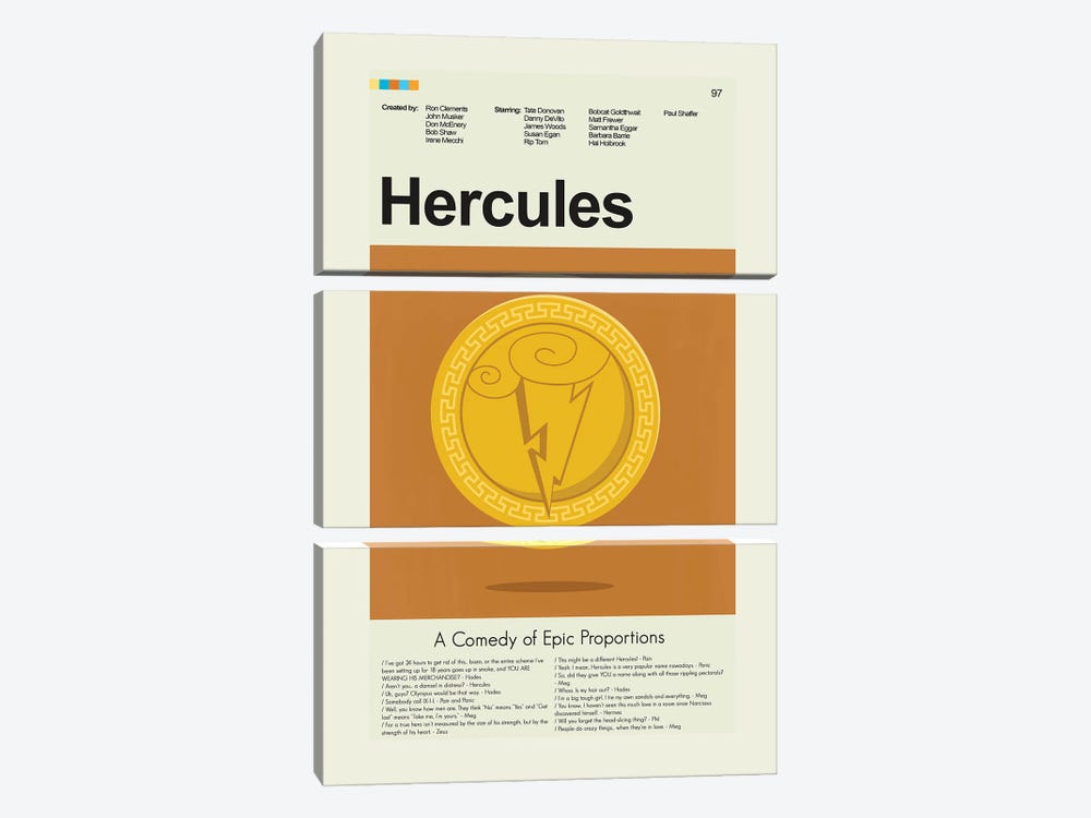 Hercules by Prints and Giggles by Erin Hagerman 3-piece Canvas Wall Art
