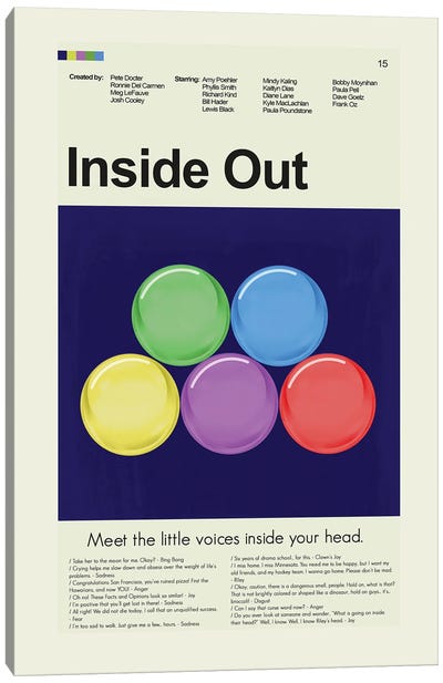 Inside Out Canvas Art Print - Animated Movie Art