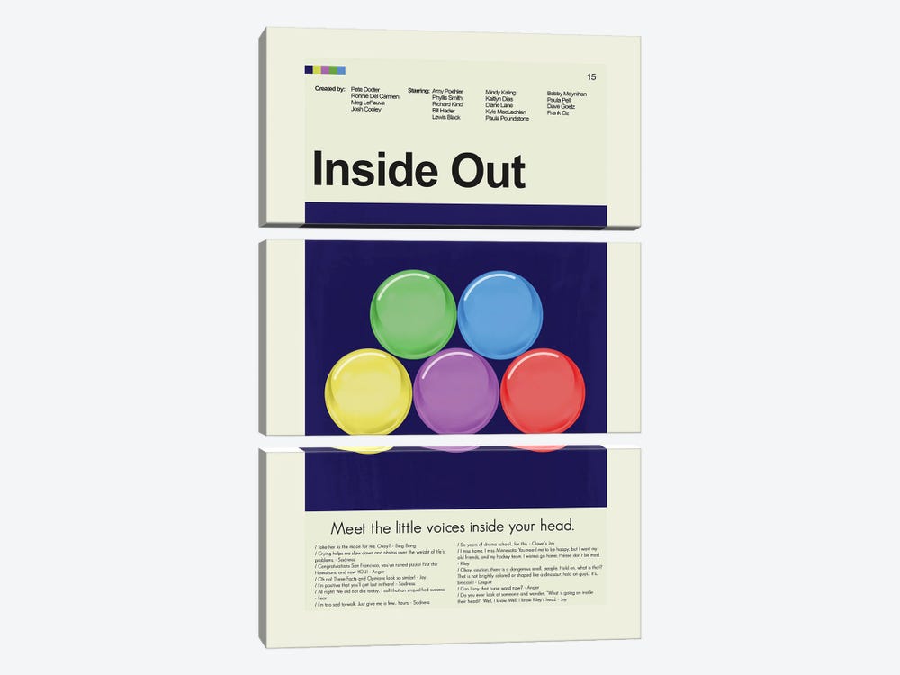 Inside Out by Prints and Giggles by Erin Hagerman 3-piece Canvas Print