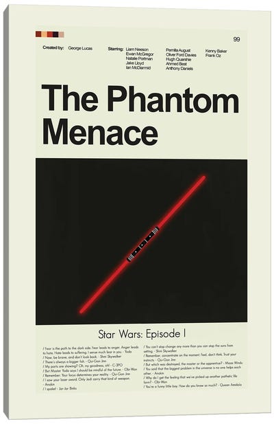 The Phantom Menace - Star Wars Canvas Art Print - Prints And Giggles by Erin Hagerman