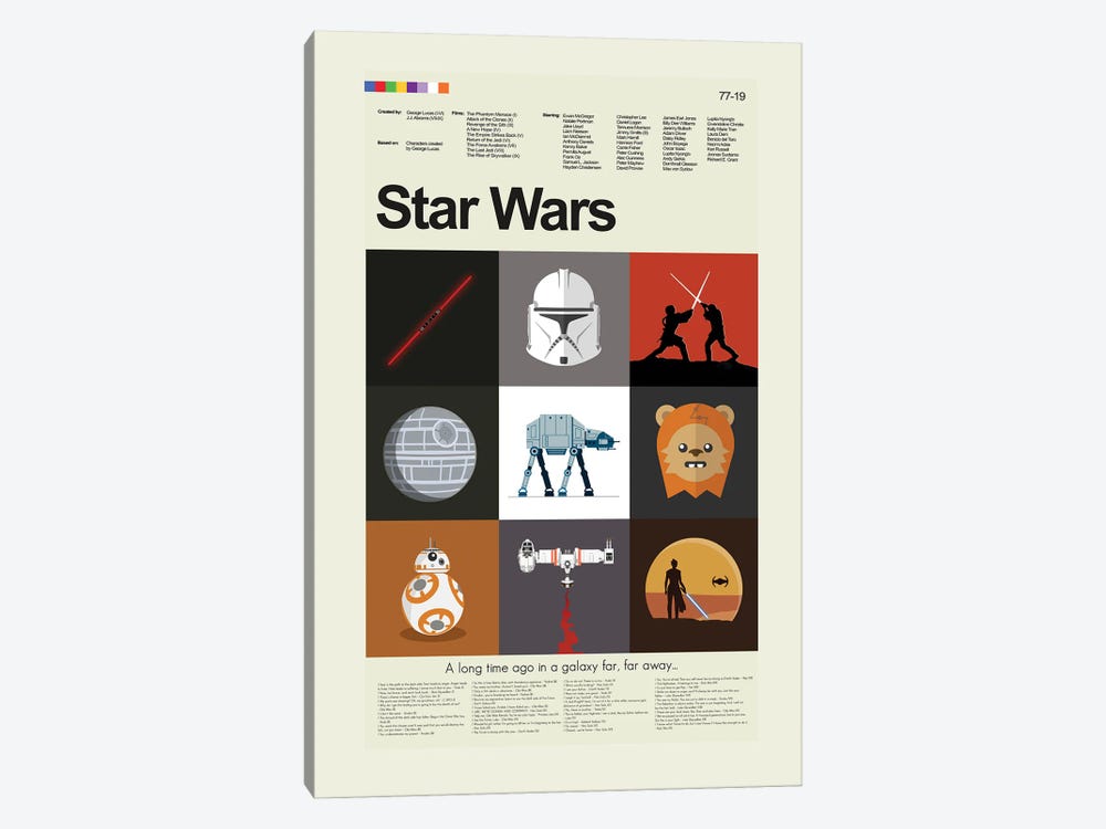 Star Wars Episodes I To IX by Prints and Giggles by Erin Hagerman 1-piece Art Print