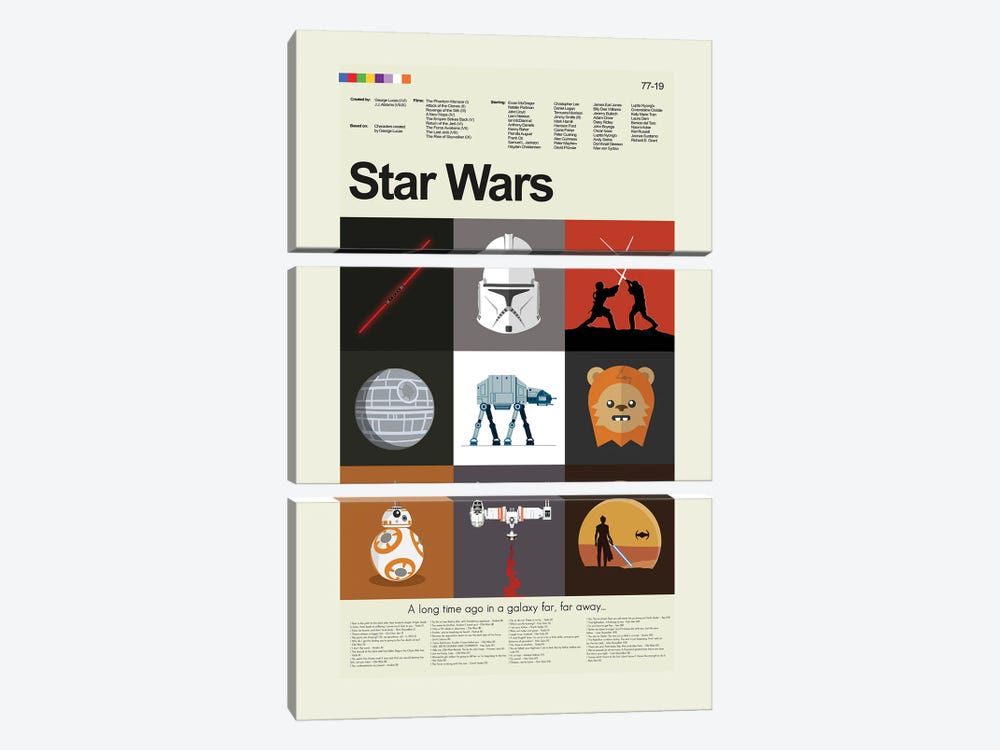 Star Wars Episodes I To IX by Prints and Giggles by Erin Hagerman 3-piece Art Print