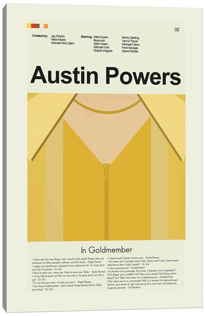 Austin Powers In Goldmember Canvas Art Print - Prints And Giggles by Erin Hagerman
