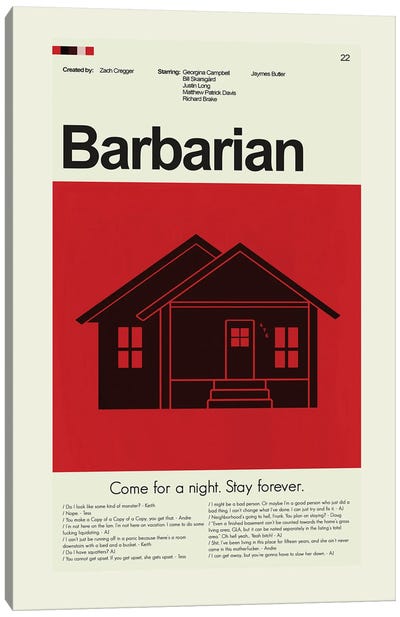Barbarian Canvas Art Print - Minimalist Movie Posters