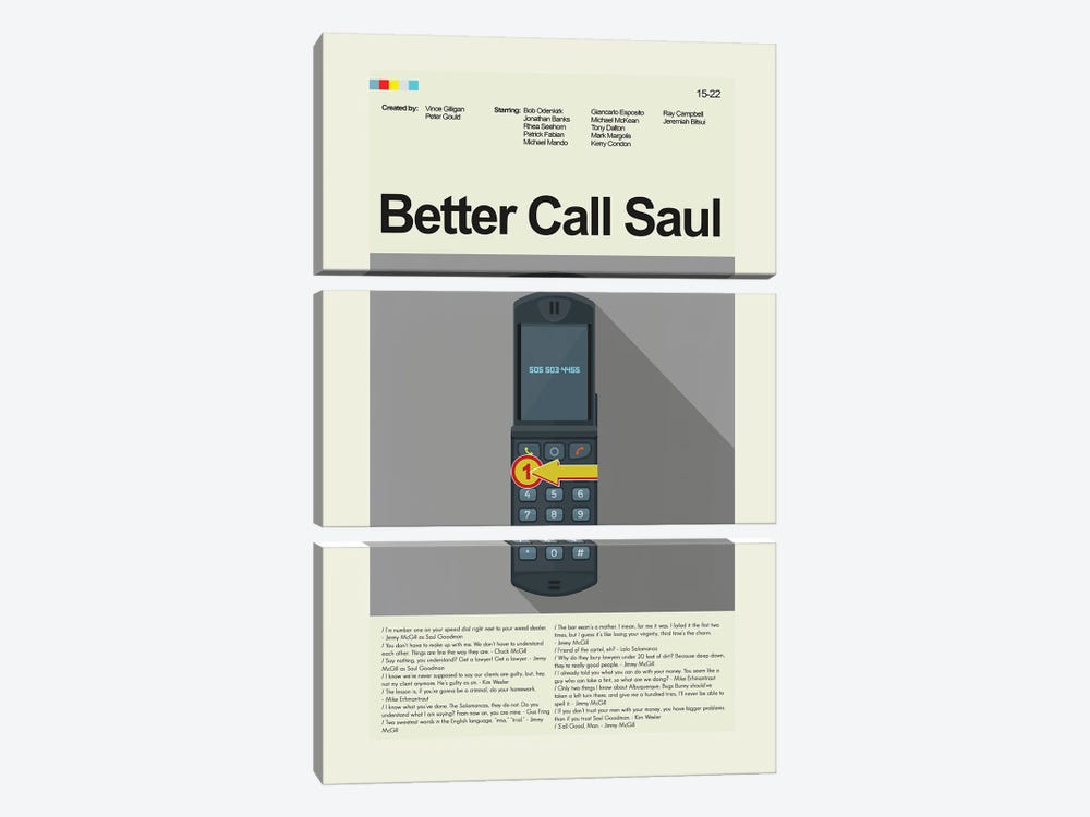 Better Call Saul by Prints and Giggles by Erin Hagerman 3-piece Canvas Art Print