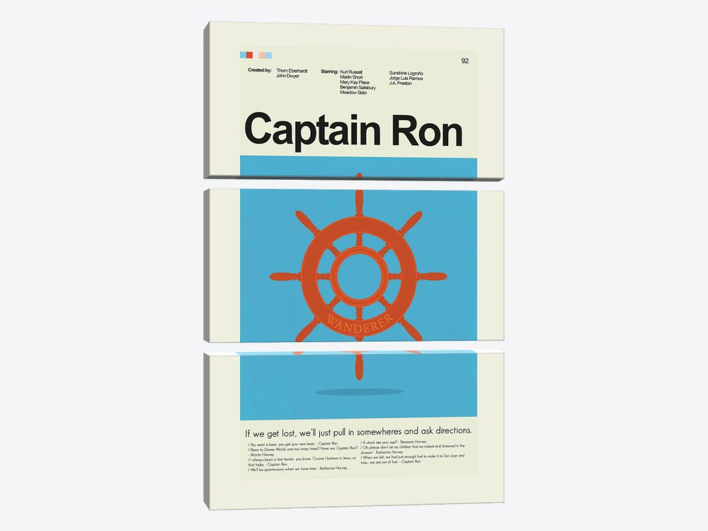 Captain Ron by Prints and Giggles by Erin Hagerman 3-piece Canvas Art Print