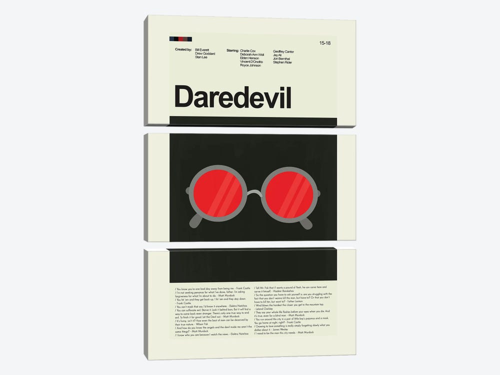 Daredevil by Prints and Giggles by Erin Hagerman 3-piece Canvas Art Print