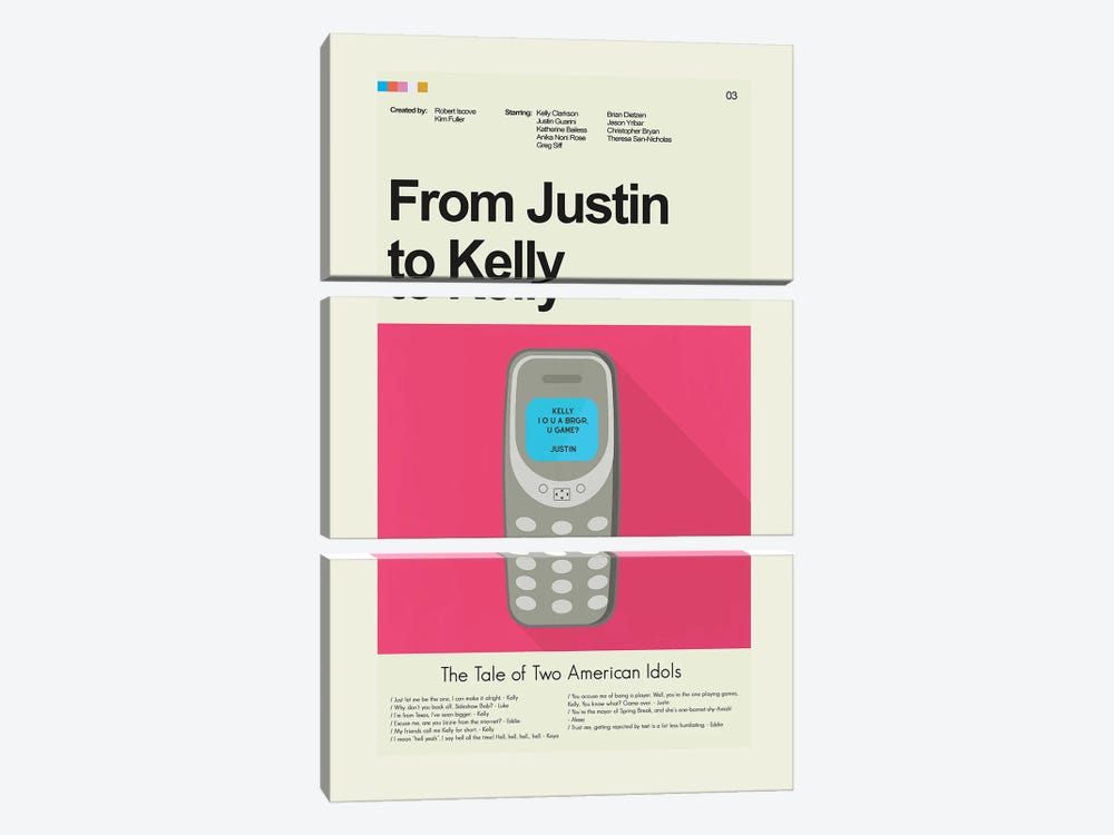From Justin To Kelly by Prints and Giggles by Erin Hagerman 3-piece Canvas Art Print