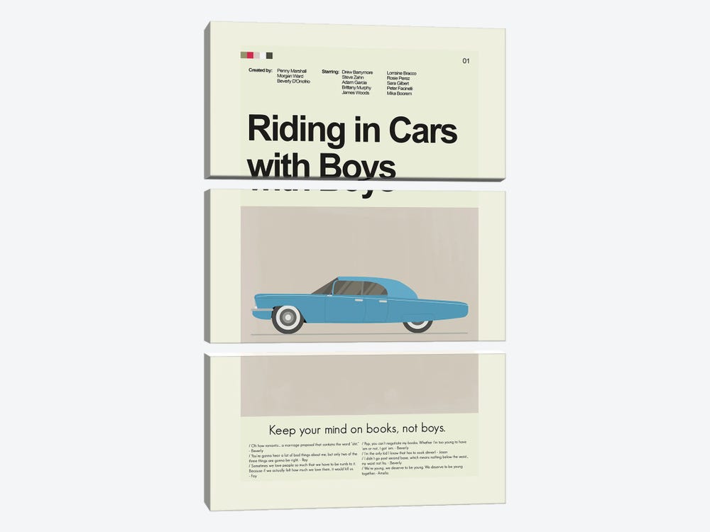 Riding In Cars With Boys by Prints and Giggles by Erin Hagerman 3-piece Canvas Artwork