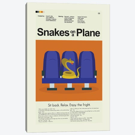 Snakes On A Plane Canvas Print #PAG482} by Prints and Giggles by Erin Hagerman Art Print